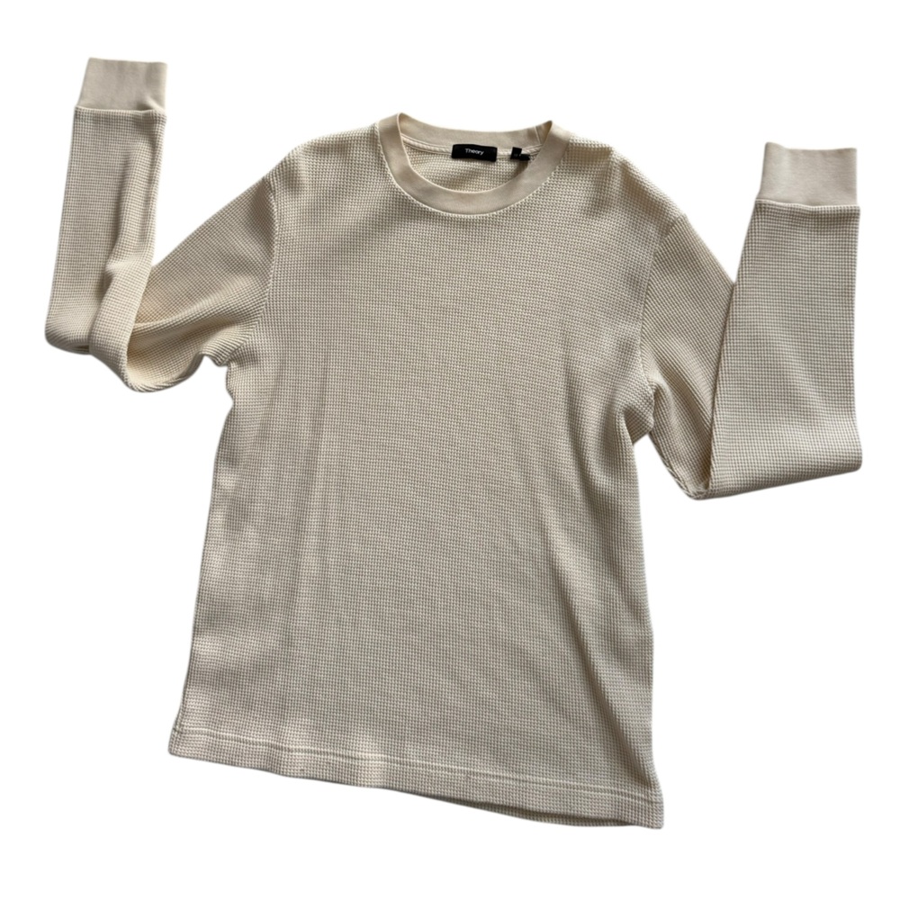 Theory Off-White Textured Waffle Knit Top
